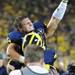 Michigan linebacker Desmond Morgan celebrates after Michigan beat Notre Dame 41- 30 at Michigan Stadium on Saturday, September 7, 2013. Melanie Maxwell | AnnArbor.com